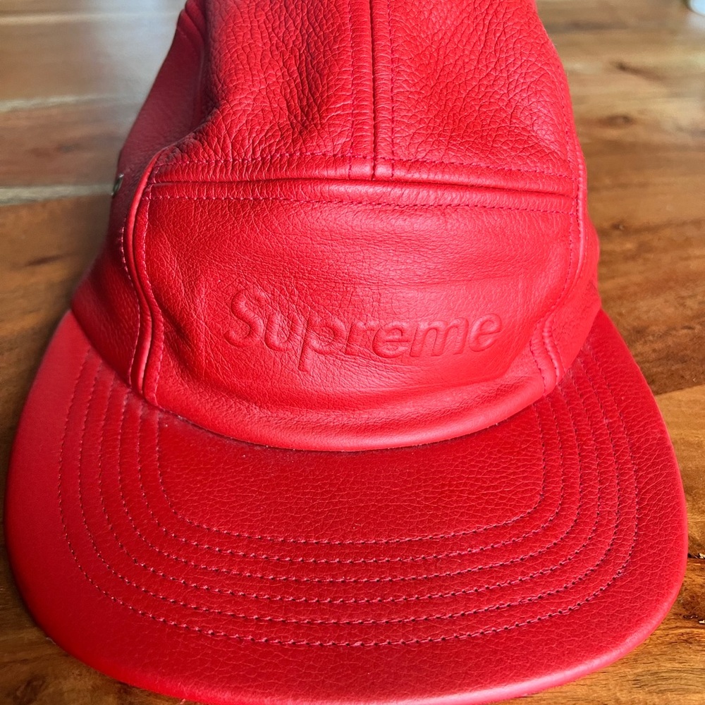❤️‍🔥Supreme red leather hat cap NEW❤️‍🔥